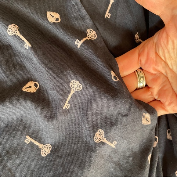 Boden Gray Scoop Neck Long sleeve Dress with Beige Key Print - Picture 5 of 11